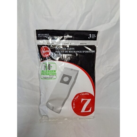 3 Hoover Vacuum Bags Type Z 4010075Z Standard Filtration, Genuine - Picture 1 of 4